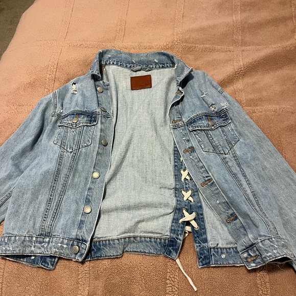 Zara Distressed Tie back jean jacket - Picture 5 of 11